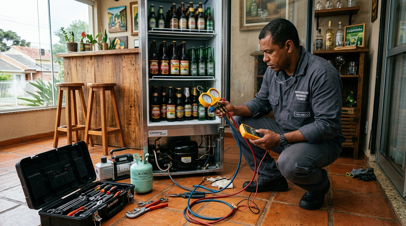 Técnico de conserto de cervejeira em residência em Cotia‑SP