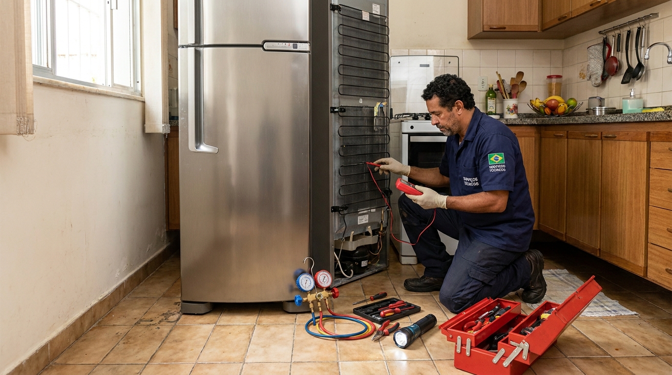 Técnico de conserto de geladeira em residência em Cotia‑SP